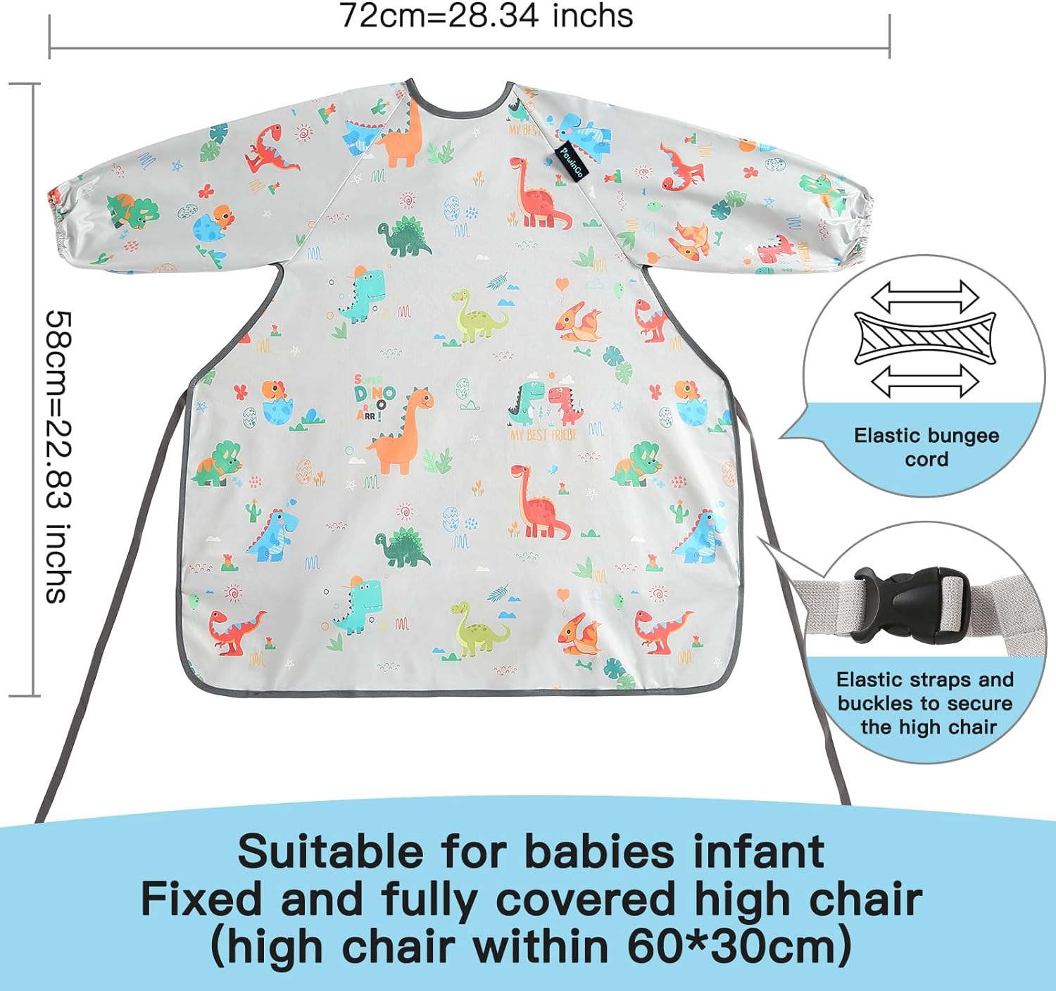 PewinGo BLW Bib Highchair Cover for Baby & Long Sleeve Bibs,Waterproof, Easy to Clean, Machine Washable,Comfortable - Image 4